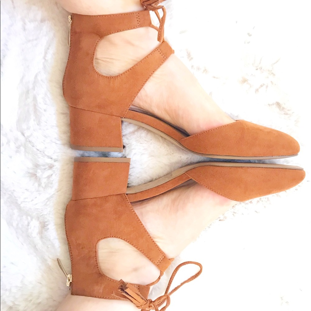 Franco Sarto Tan lace up chunk heel - Picture 3 of 6